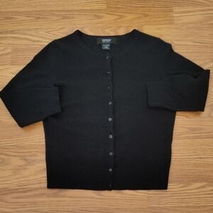 Express Black Crewneck Button-Front Cashmere Cardigan